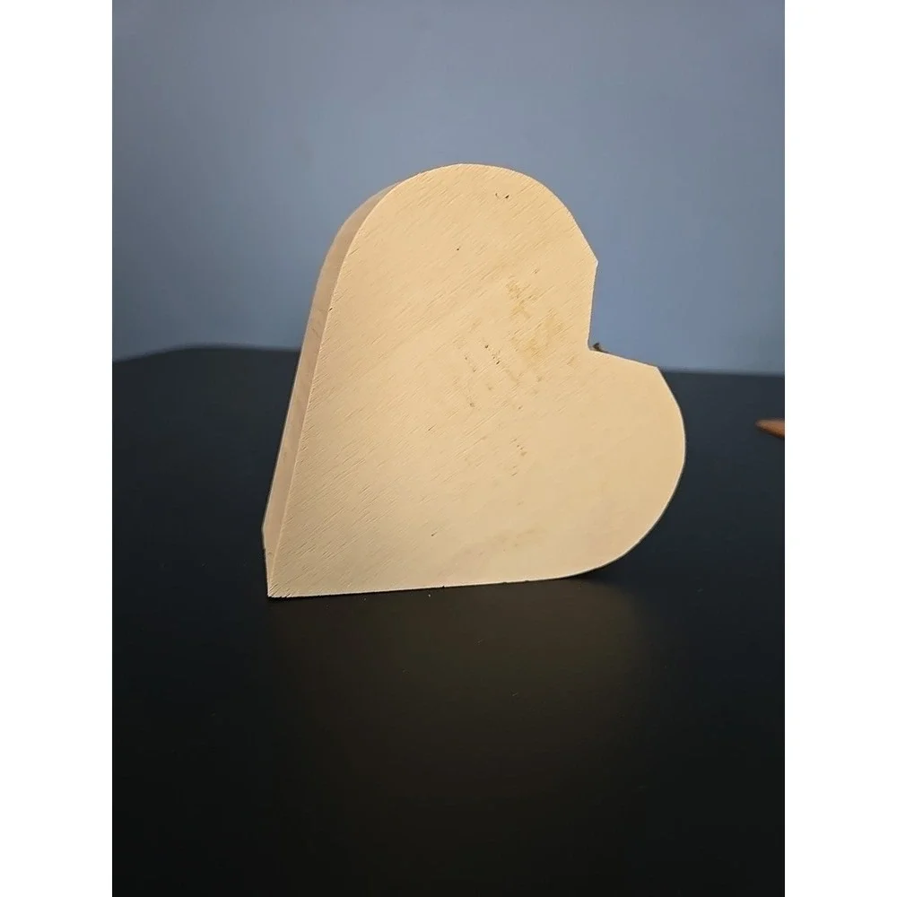 Wooden Heart Shaped Jewelry‎ Trinket Box Handmade Wood 4.5 x 4.5